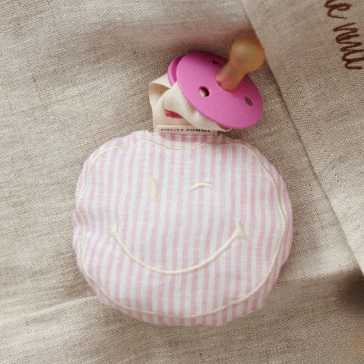 Atelier Pomme speendoekje smiley Lovely linnen pinky promise