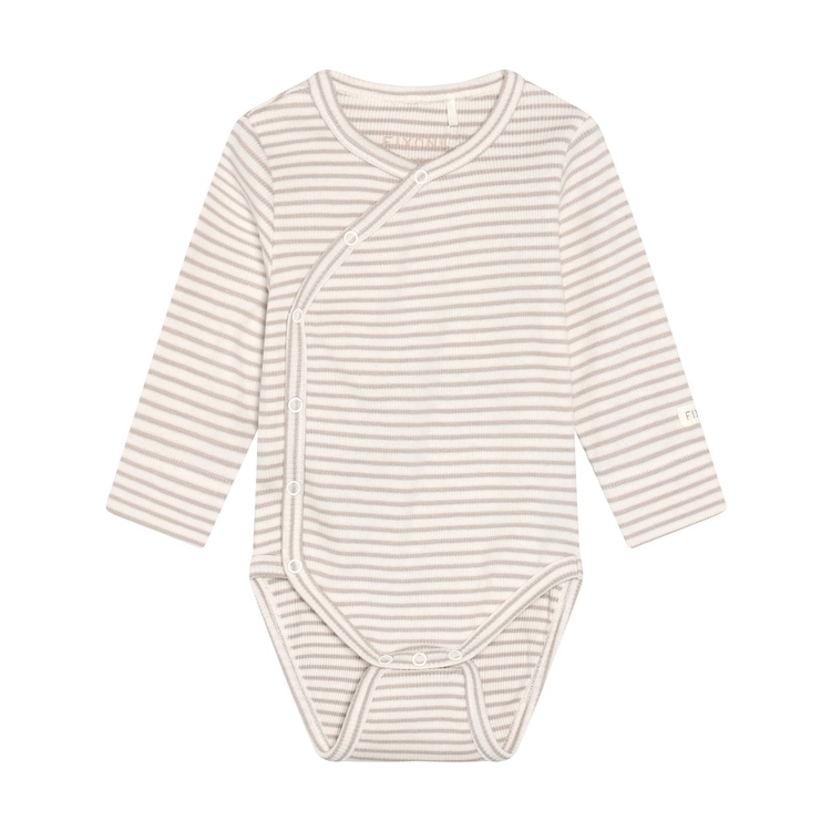 Fixoni overslagromper met lange mouw rib beige