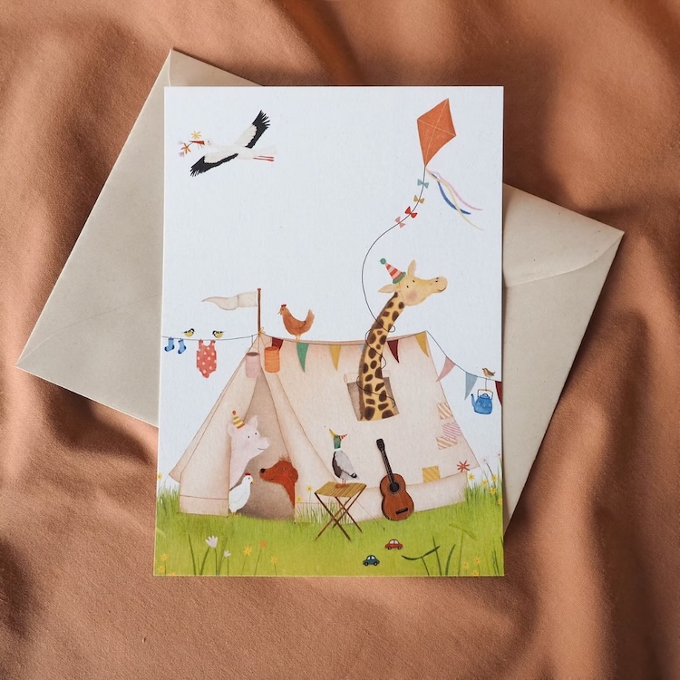 Ansichtkaart A5 camperen getekenddoorzusje