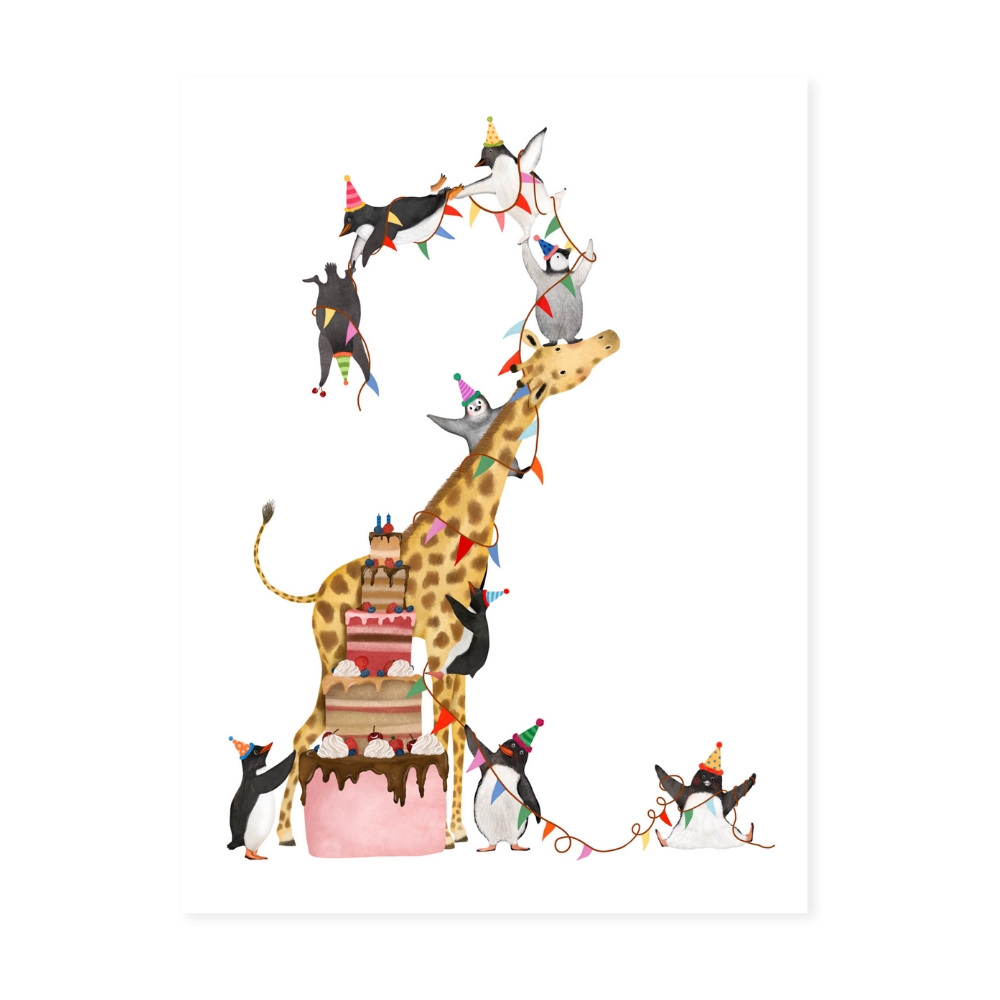 Ansichtkaart cijferkaart 2 jaar getekenddoorzusje