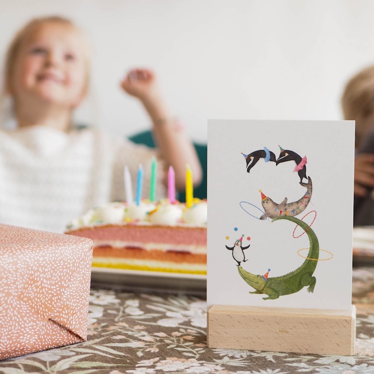 Ansichtkaart cijferkaart 3 jaar getekenddoorzusje