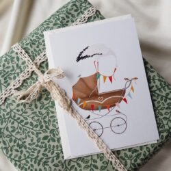 Ansichtkaart welkom lief kleintje kinderwagen getekenddoorzusje