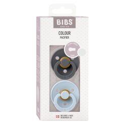 Bibs fopspeen round 2-pack iron baby blue maat 1 en 2