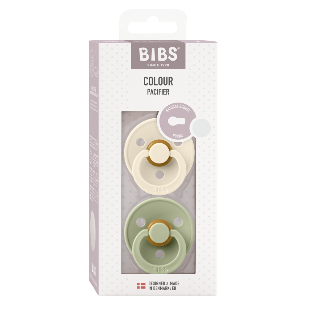 Bibs fopspeen round 2-pack ivory sage maat 1 en 2