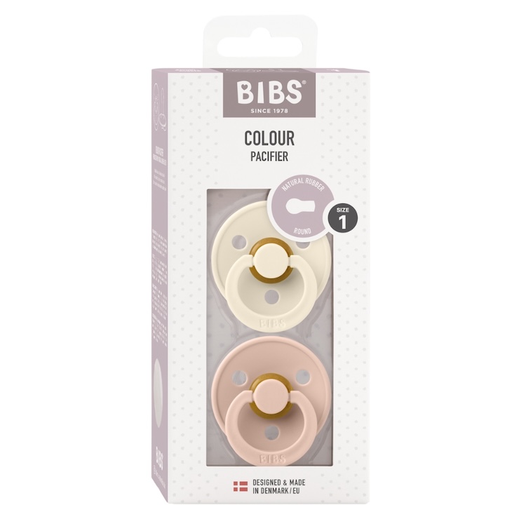 Bibs fopspeen round 2-pack ivory-blush maat 1