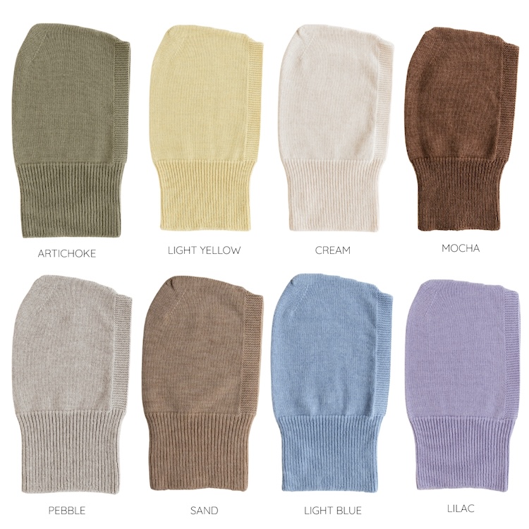 Hvid balaclava Eddy 100% merinowol 1-3 jaar