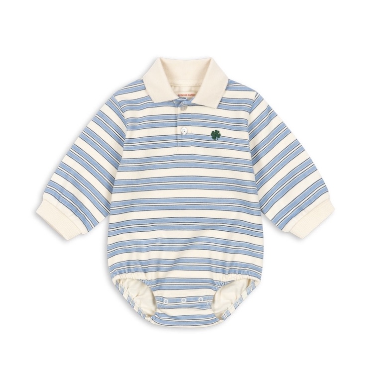 Konges Sløjd polo romper met lange mouw stripe ciel