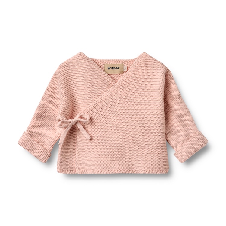 Wheat overslagvestje longsleeve gebreid siva powder