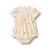 Wheat romper Margit ivory embroidery flowers