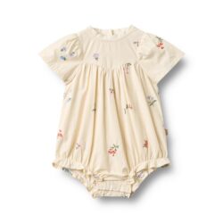 Wheat romper Margit ivory embroidery flowers