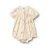 Wheat romper Margit ivory embroidery flowers