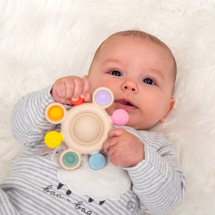 Tickit sensorisch speelgoed pop-it bijtring rammelaar