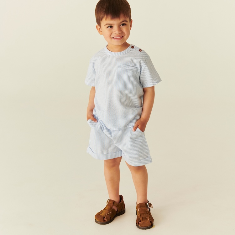 Copenhagen Colors shirt blouse seersucker sky blue