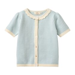 CopenhagenColors vest met korte mouw check jacquard dusty blue