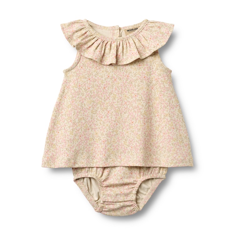 Wheat romperjurkje Ingeborg coral flowers