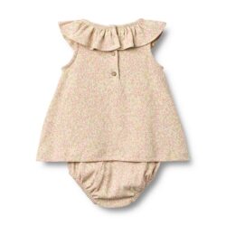 Wheat romperjurkje Ingeborg coral flowers