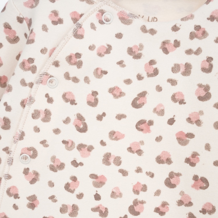 Play Up boxpakje met voetjes panterprint roze sketches