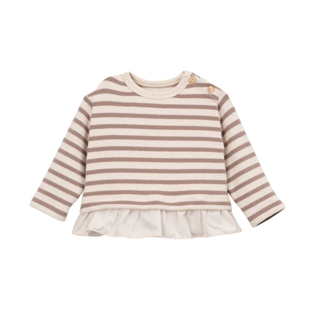 Play Up jersey trui gestreept drawing beige