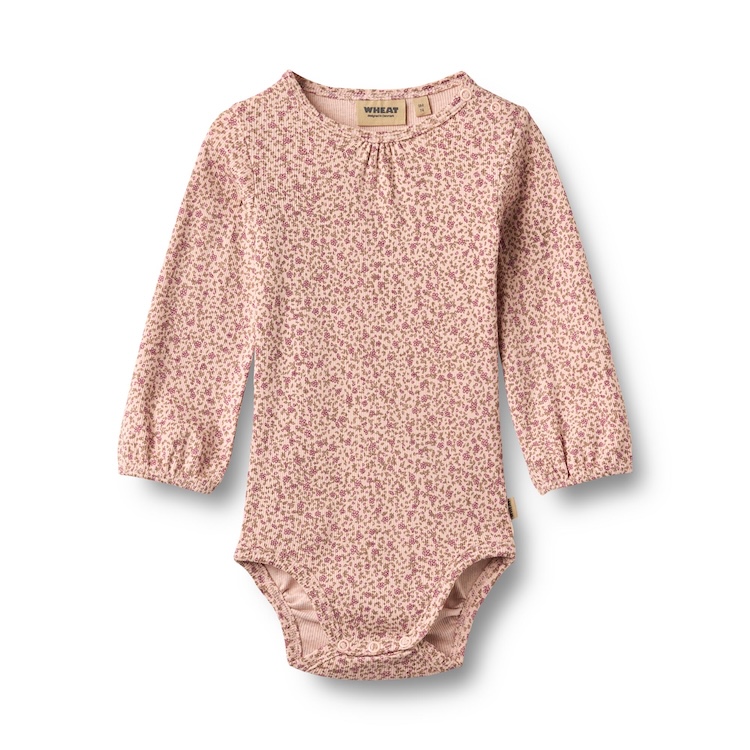 Wheat romper met lange mouw Elmine dime rose small flower