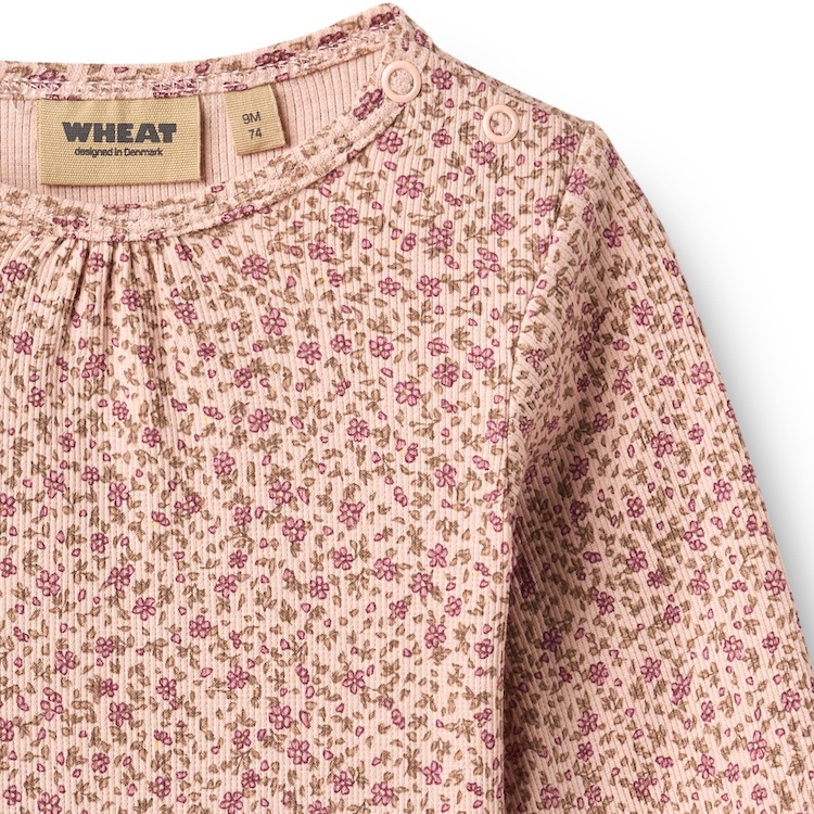 Wheat romper met lange mouw Elmine dime rose small flower