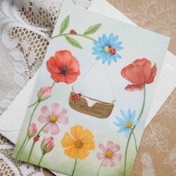 Ansichtkaart bloemenkind getekenddoorzusje