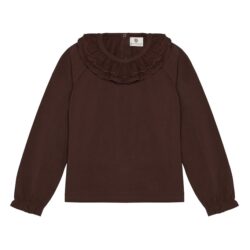 Enfant longsleeve met kraag deep mahogany