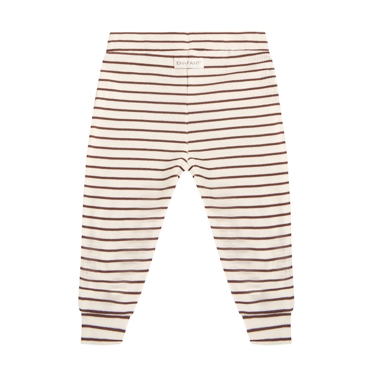 Enfant rib broekje gestreept chestnut