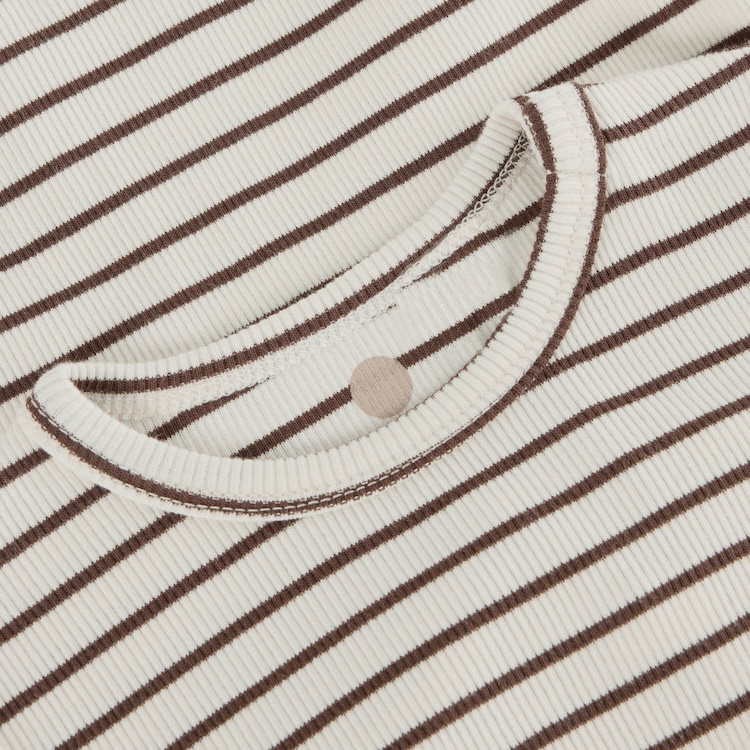 Enfant rib romper met lange mouw gestreept chestnut