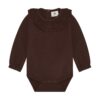 Enfant romper met lange mouw en kraag deep mahogany