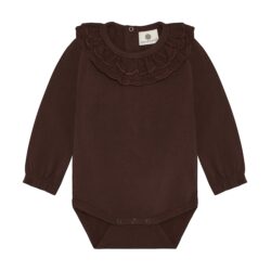 Enfant romper met lange mouw en kraag deep mahogany