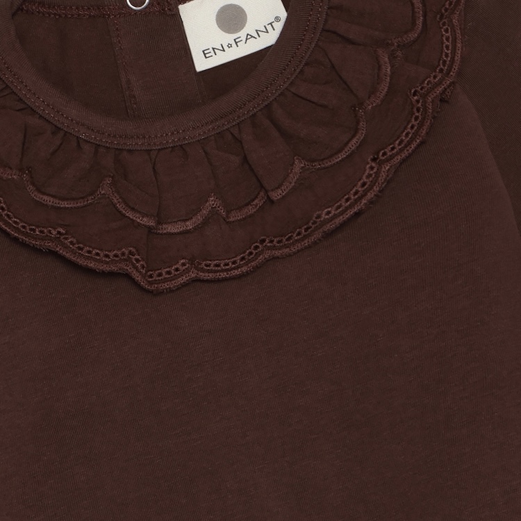 Enfant romper met lange mouw en kraag deep mahogany