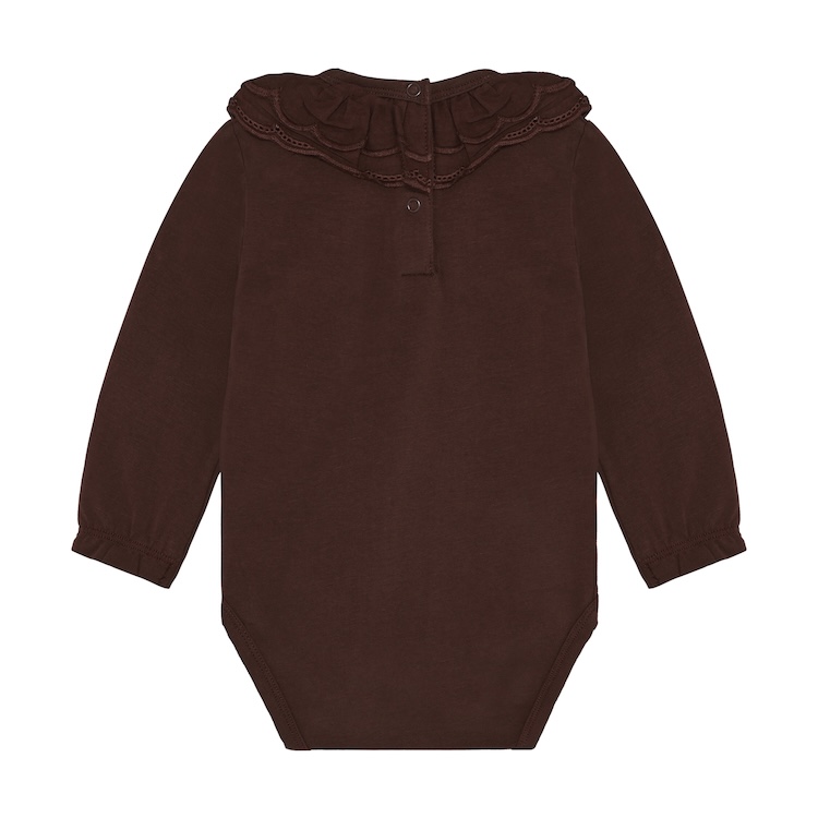 Enfant romper met lange mouw en kraag deep mahogany