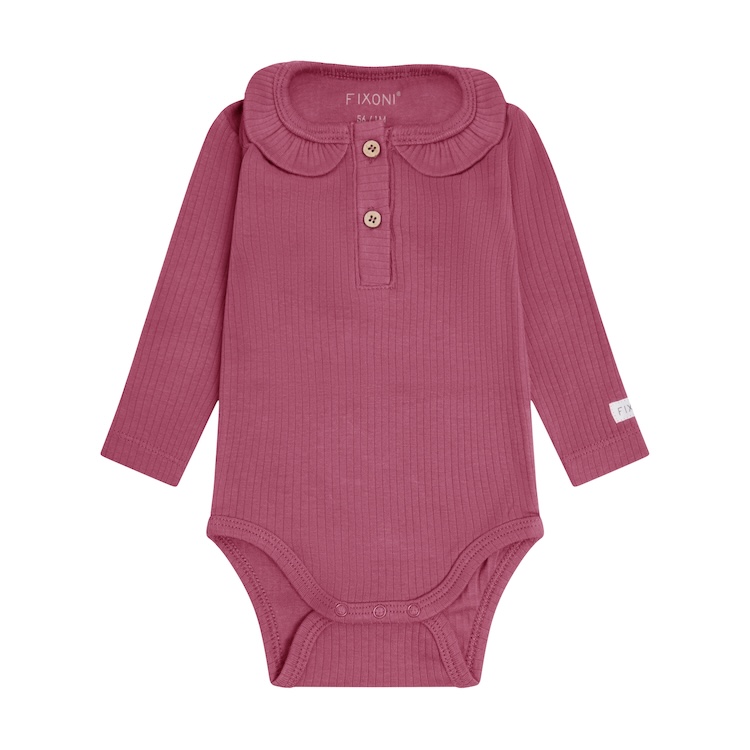 Fixoni romper met lange mouw en kraag rib crushed berry