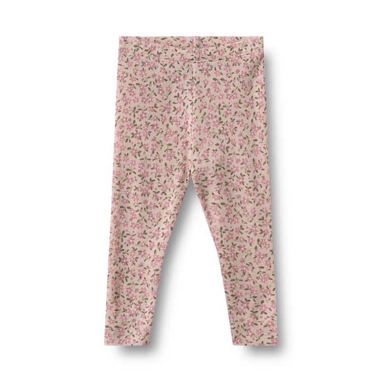 Wheat legging Agi pale lilac flowers 100% merinowol