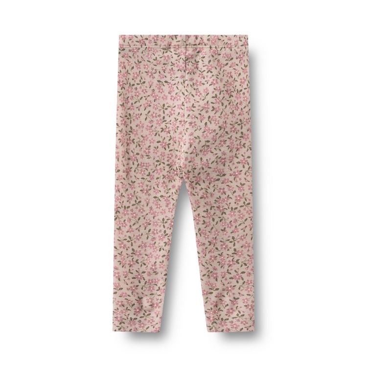 Wheat legging Agi pale lilac flowers 100% merinowol