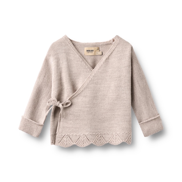 Wheat overslagvestje Cleo Lace pale lilac 100% merinowol