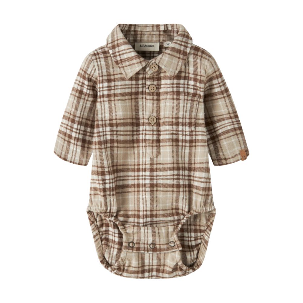 Lil' Atelier polo romper longsleeve Renrik white pepper